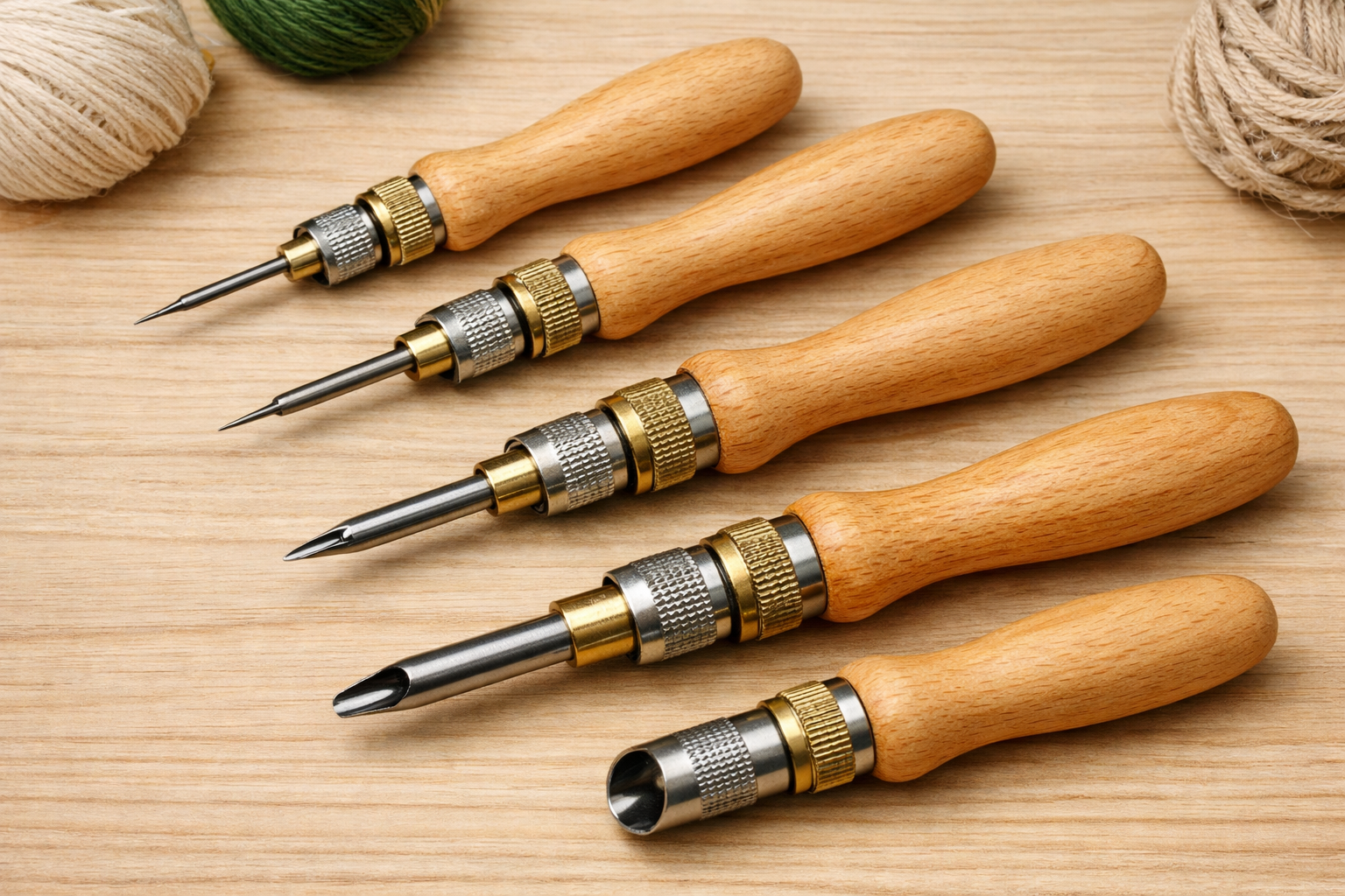 Farklı uç boyutlarına sahip punch nakışı iğneleri