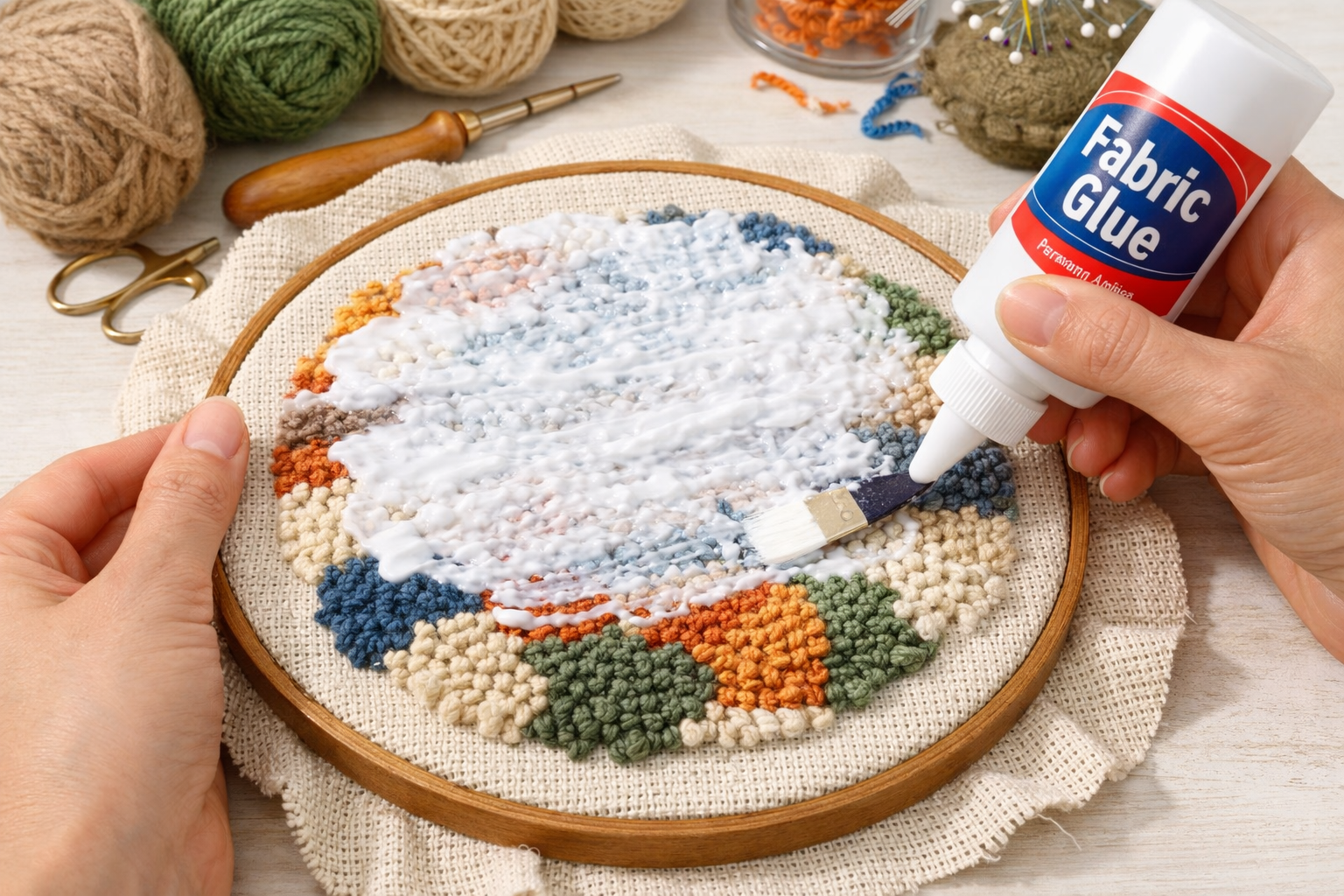 Punch nakışı projesinin arka yüz sabitleme işlemi