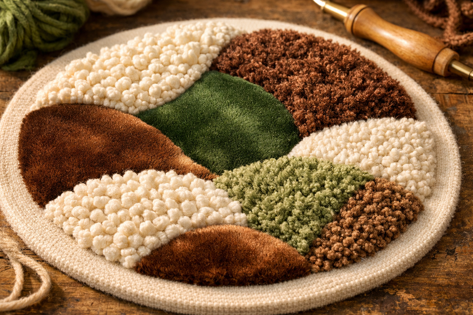 Karışık doku ve şönil efektli punch nakışı