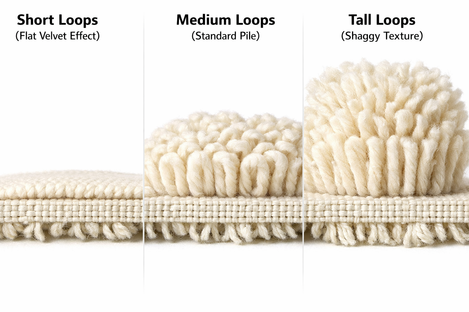 Farklı ilmek yüksekliklerinin karşılaştırmalı görünümü