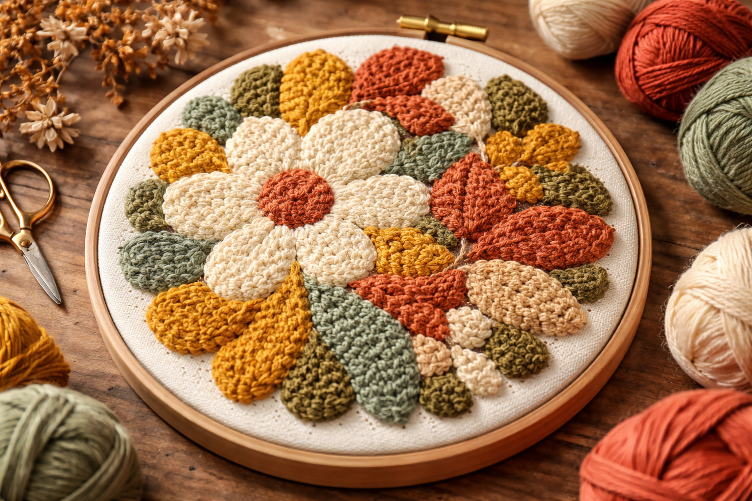 Punch nakışı ile yapılmış renkli bir çalışma